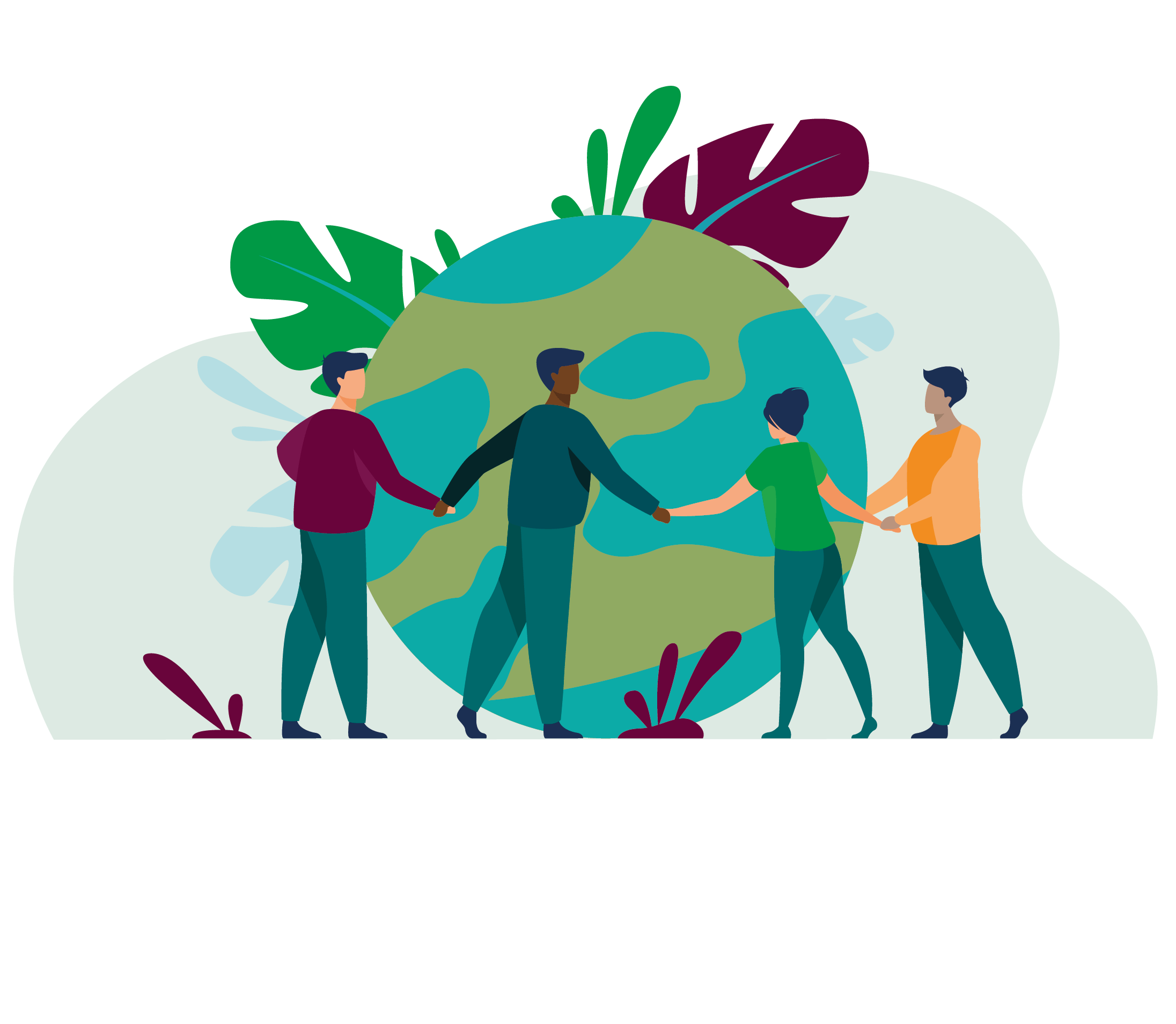 icon of people holding hands around a globe