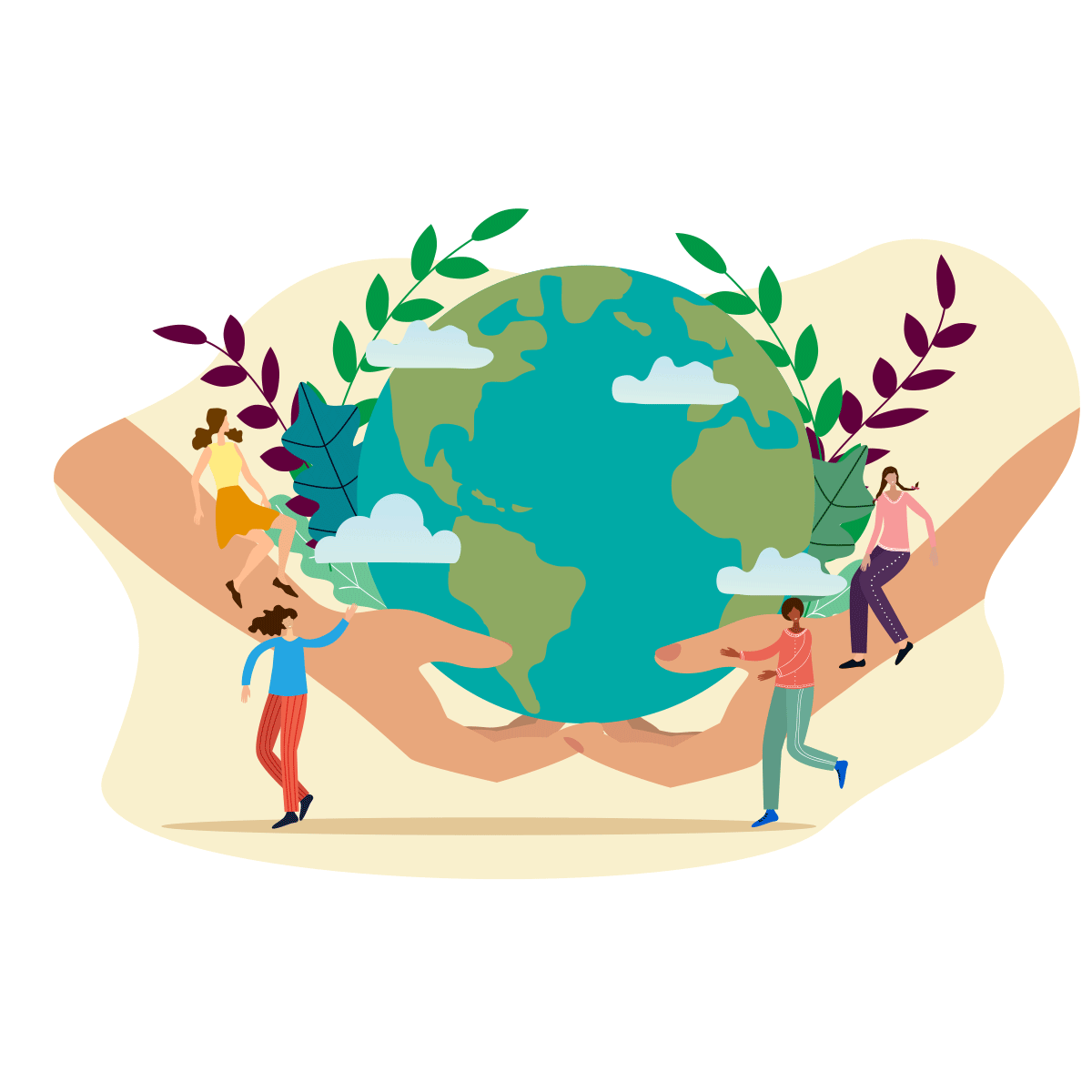Illustration of hands holding a globe 